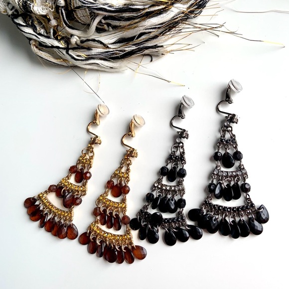 🛍🛍️ |2 Pair vintage boho style clip earrings - Picture 5 of 6